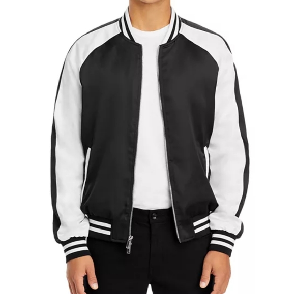 NWT Karl lagerfeld XL,XXL BLACK/WHITE MAN JACKET COLOR BLOCK BOMBER - Picture 16 of 16